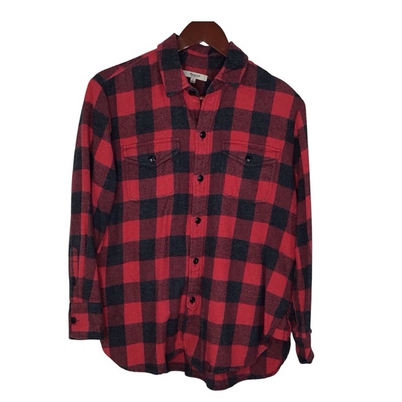 Madewell Buffalo Plaid Ex-Boyfriend Fleece Button Up Size Small. - Picture 1 of 7